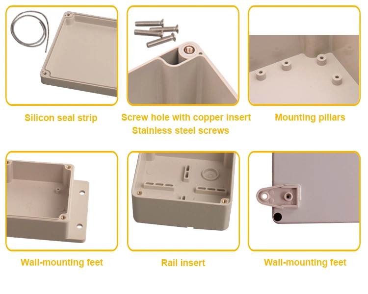 Engineering ABS IP65 Rating Square Plastic Hinge Type Waterproof Enclosures ISO9001 Certified