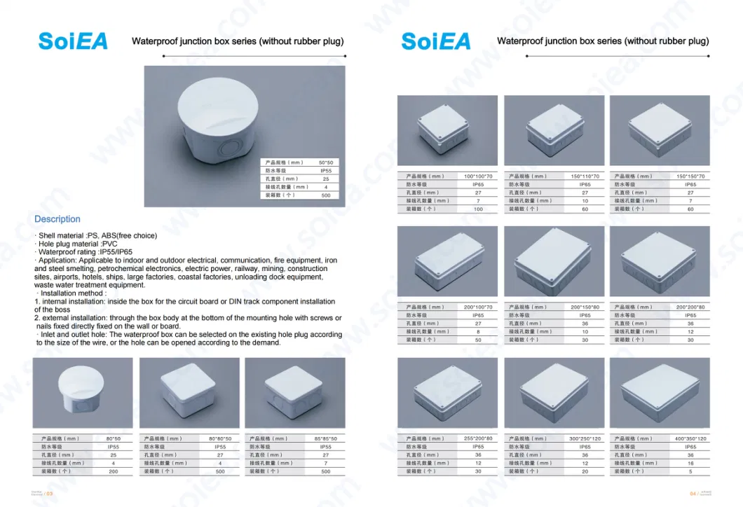 Fireproofing Electrical Waterproof Plastic Enclosure Box / Outdoor Cable Junction Box