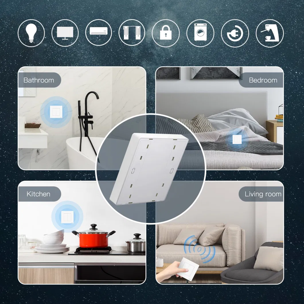 Tuya Zigbee Smart Scenario Scene Switch 4 Button Wireless APP Remote Control Light Switch 4 Gang Switch Scene Wall Panel