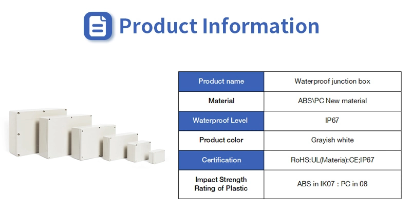 CE&RoHS Plastic Metal Screws IP67 Waterproof Electrical Junction Box 160*160*70