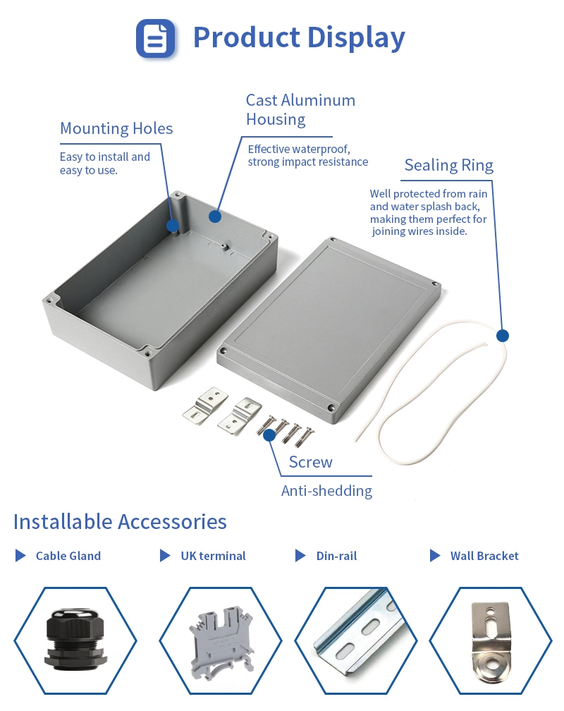 Cnpnji China RoHS Approved IP67 Waterproof Aluminum Extrusion Enclosure for PCB Electrical Panel Box New Arrived