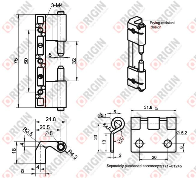 J2101 Series of 90/120 Degree Concealed Electrical Cabinet Door Hinge