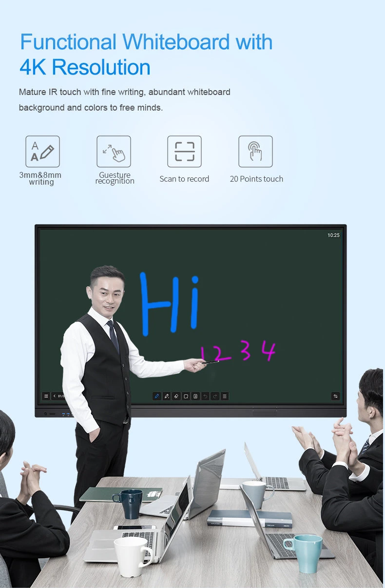 Education 50 55 65 75 86 98 Inch Multi Touch Screen Flat Panel Whiteboard Floor Standing Wall Hanging Interactive Whiteboard Electronic Smart Board