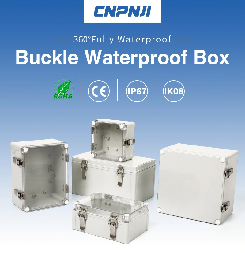 ABS Plastic Box IP66 Waterproof Cover Electrical Junction Box Enclosure PCB Case Outdoor Distribution Box with Hinges Buckle