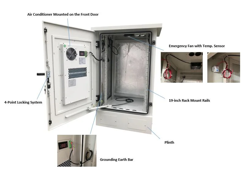 18u 24u 27u Waterproof Outdoor Telecom Cabinet Solar Battery Enclosure with Power Supply System