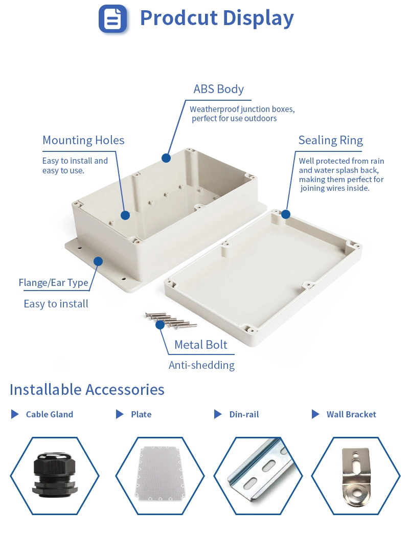 Outdoor Electrical Panel Box ABS Enclosure Plastic Enclosure with Metal Screws