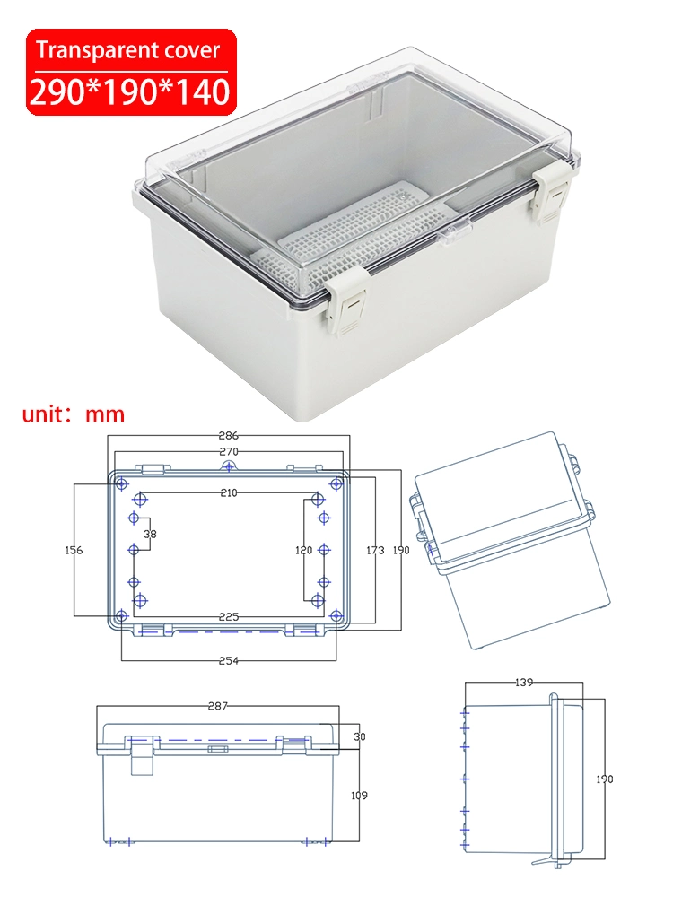 Outdoor Waterproof Distribution Box 290*190*140mm ABS Material Grey Enclosures for Electrical Equipment