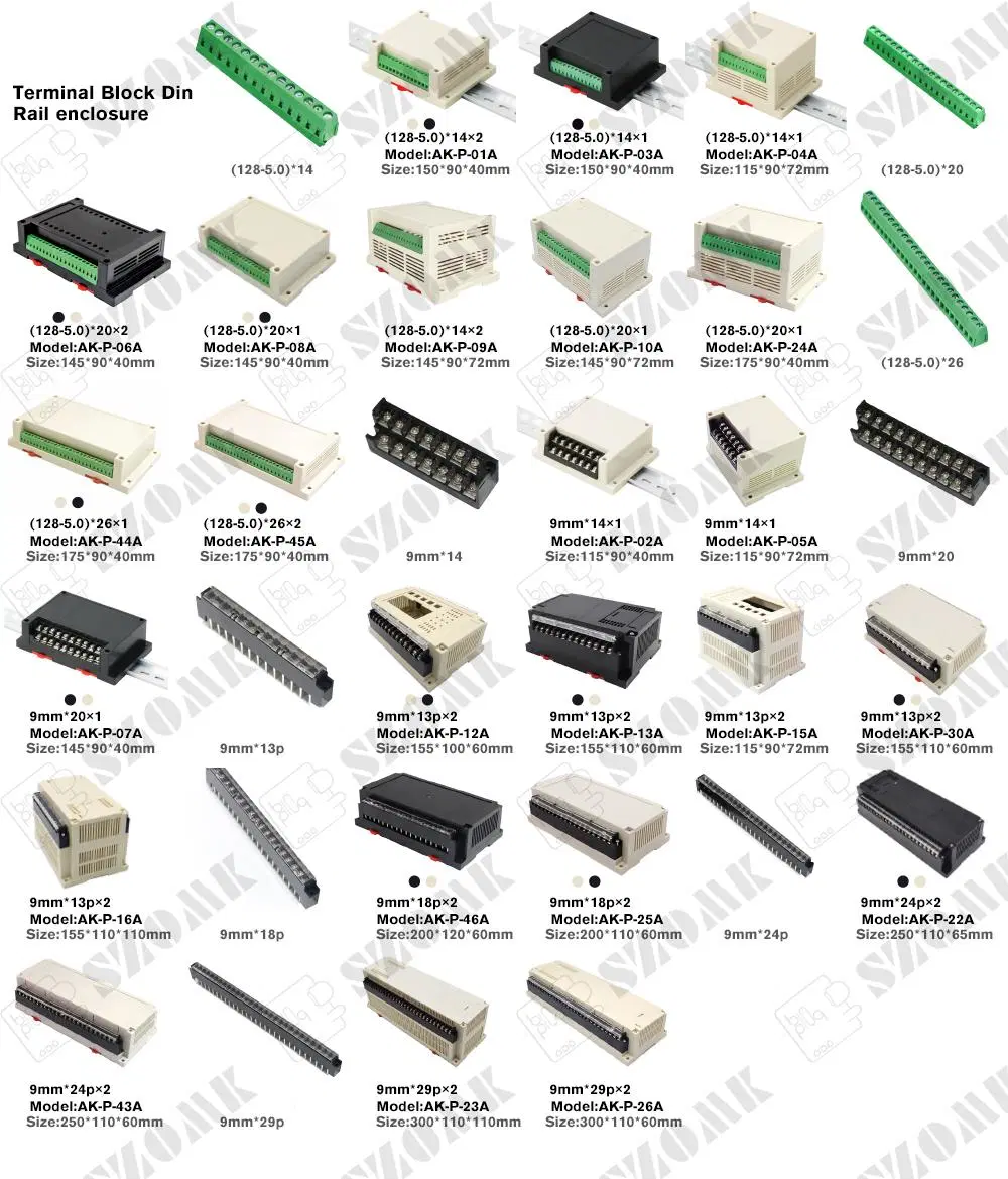 120*100*48mm PLC DIN-Rail Outlet Box Project Control Box Plastic Isolation Barrier Module Electrical Enclosure