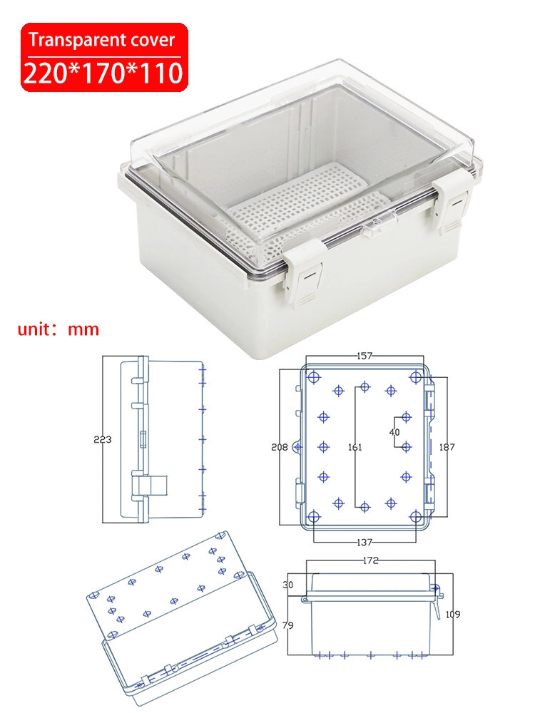 Clear Plastic Cover 220*170*110mm Outdoor Waterproof Sealed Box Protective Housing for Electrical Installation 8.7*6.7*4.3inch