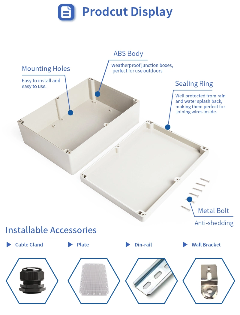 Plastic Waterproof Junction Box Tool Waterproof Electronics Project Box for External Enclosure Power