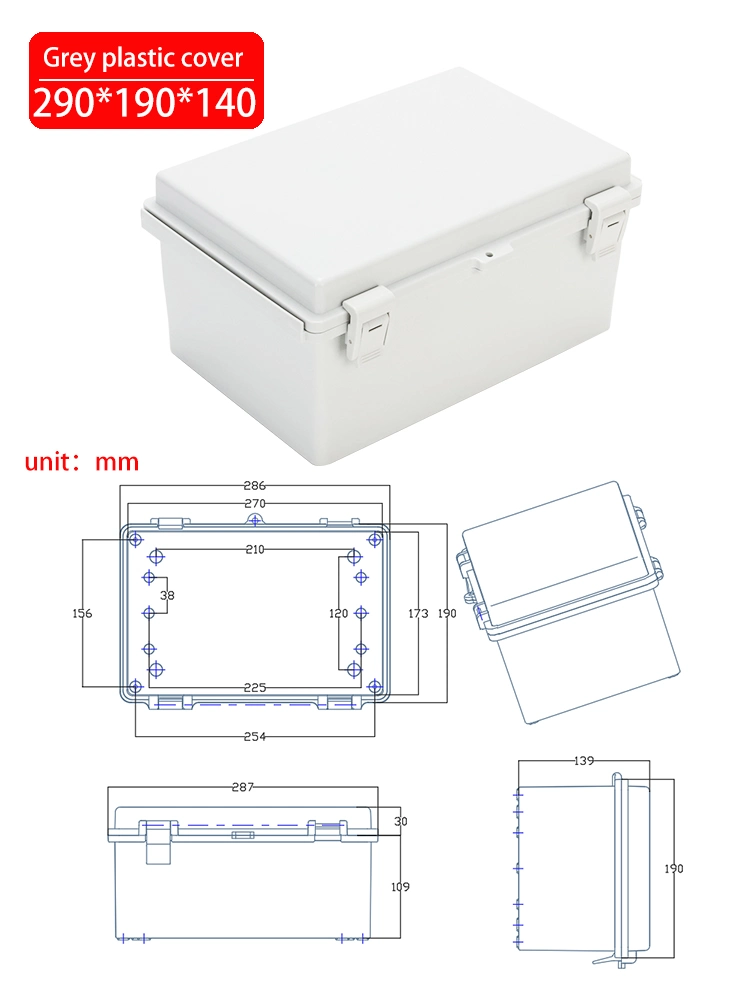 Outdoor Waterproof Distribution Box 290*190*140mm ABS Material Grey Enclosures for Electrical Equipment