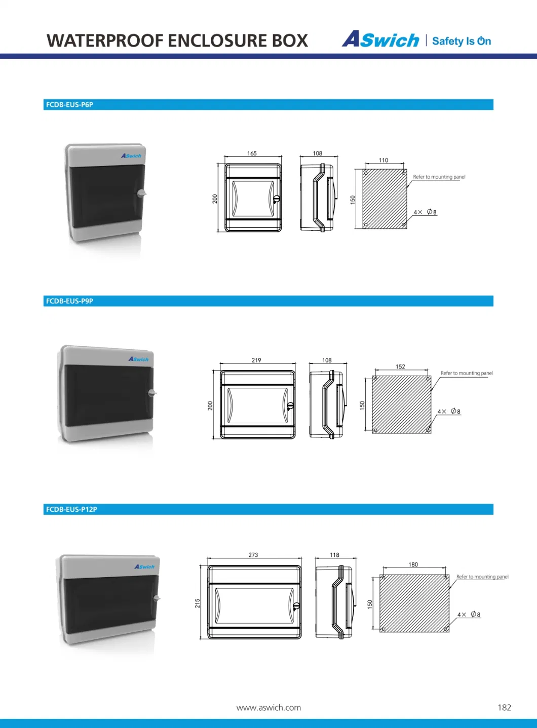 MCB Panel Outdoor Cable Power Switch Box Electrical Industrial Distribution Box 6way 12way ABS Waterproof Junction Box