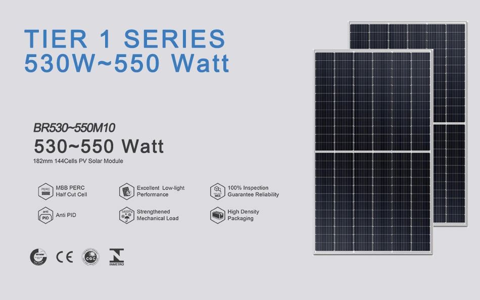 Br Carton/Pallet Packing Mono 420W to 670W Crystalline Panel Solar PV Module with CE
