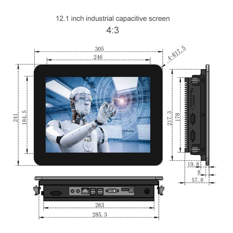 Plain IP65 Waterproof Display 15-Inch Capacitive Touch-Screen Industrial Control Panel for High-Temperature Scenarios