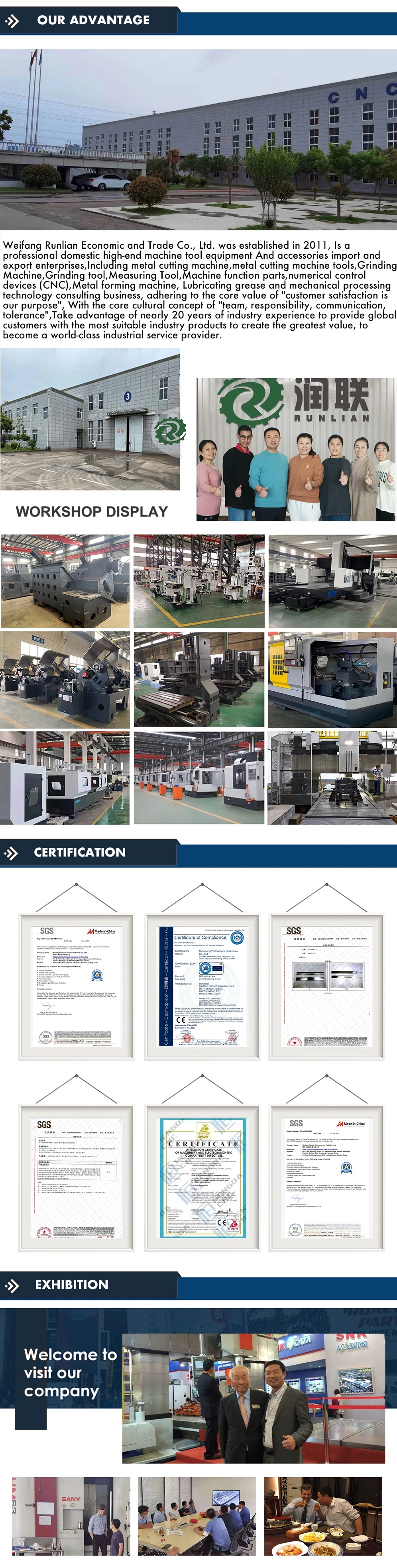 Universal CNC Vertical Milling Machine Machining Center Frame Use Fanuc System