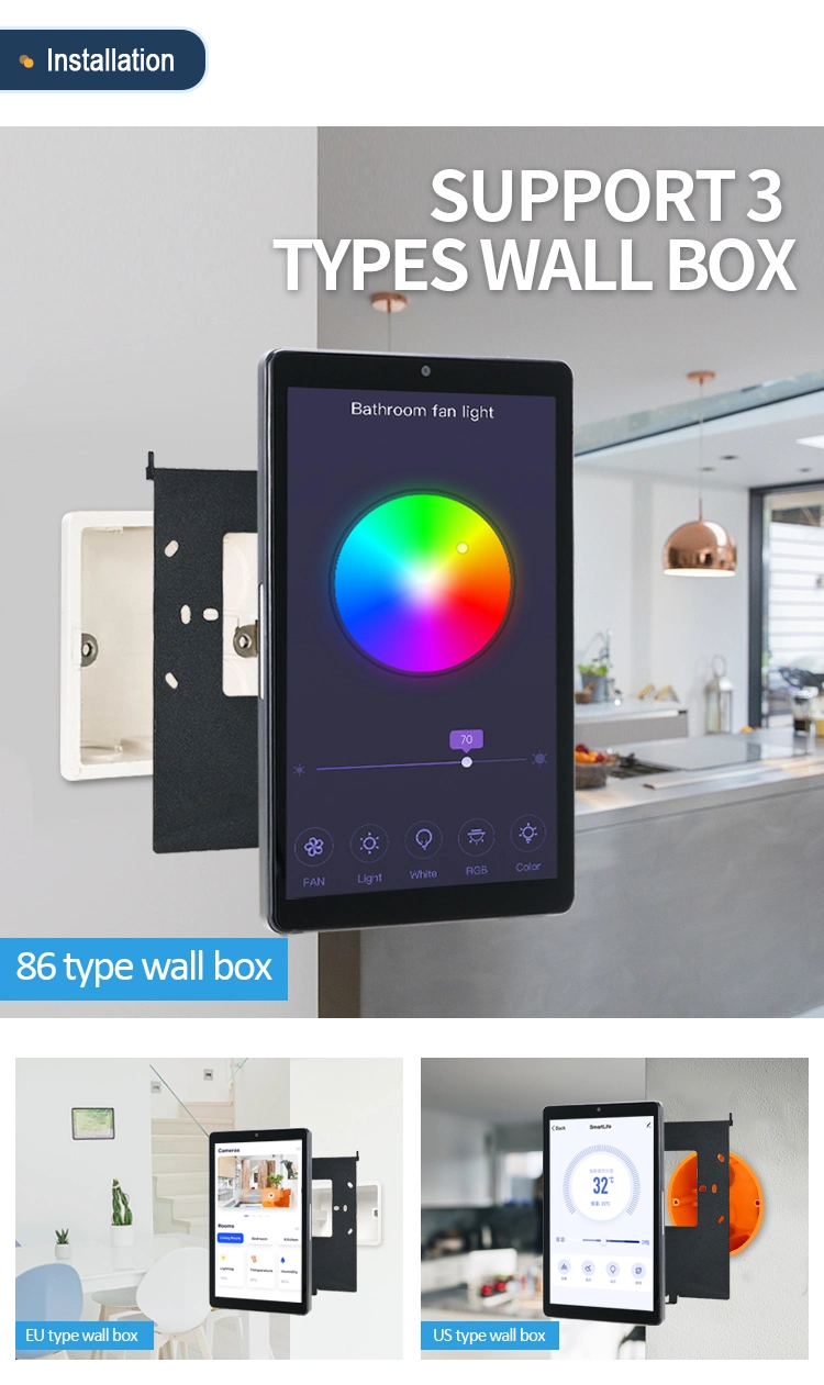 Factory Customized Smart Home Automation in-Wall Mount Poe RS485 Touch Control Switch 8 Inch Touchscreen Panel