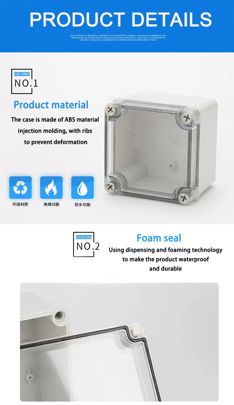 AG Series Transparent Grey Waterproof Electrical Junction Box Prestoplast PVC Square Adaptable Box