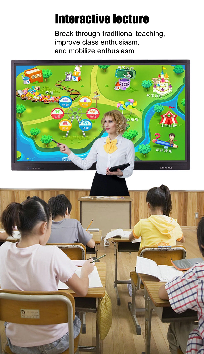 65 75 Inch Display Touch Screen Flat Panel 4K HD Smart Portable Electronic Whiteboard Interactive White Board for School