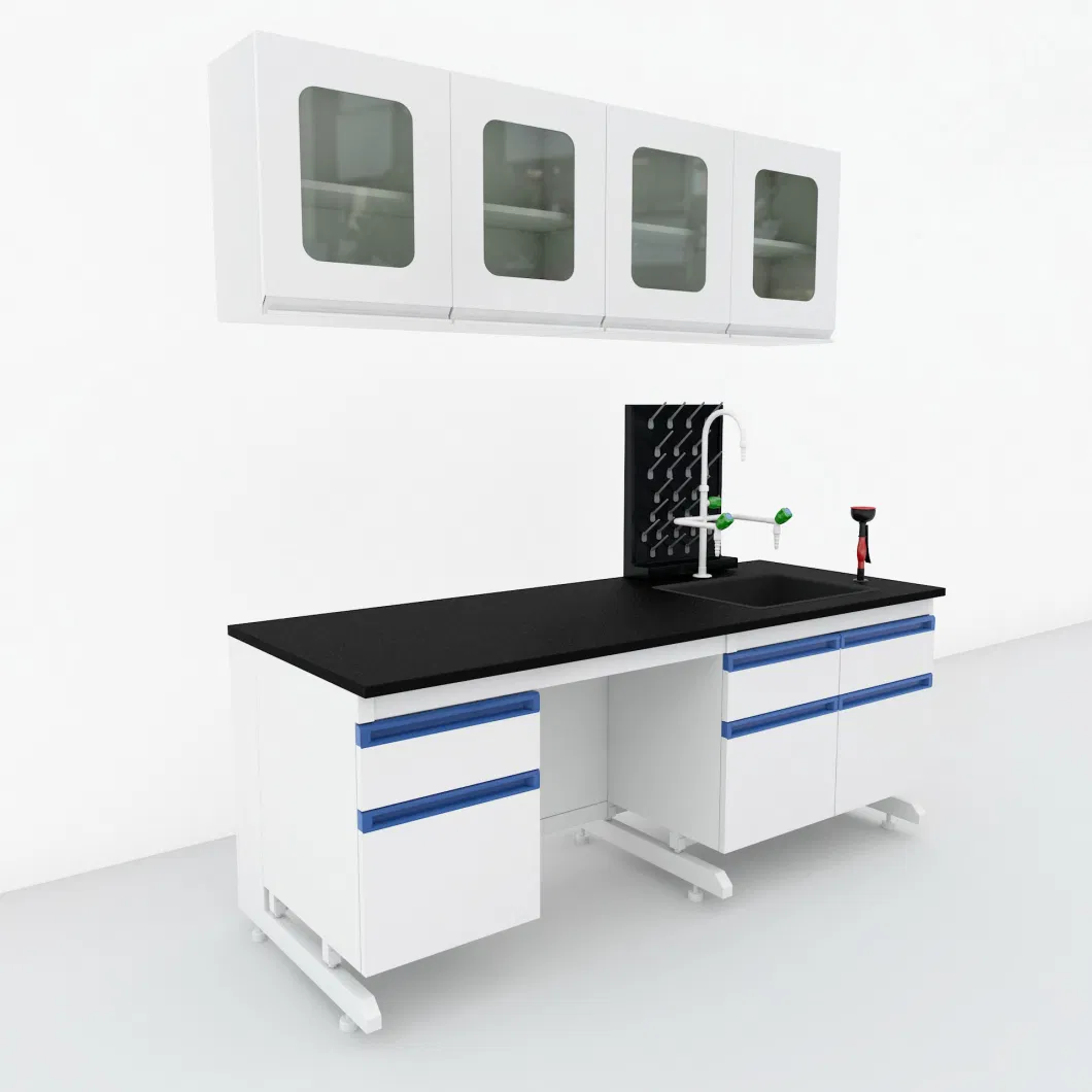 Metal Suspended Cabinet with Metal Frame Lab Sink Bench and Water Baffle Moisture-Proof/Moisture Resistance