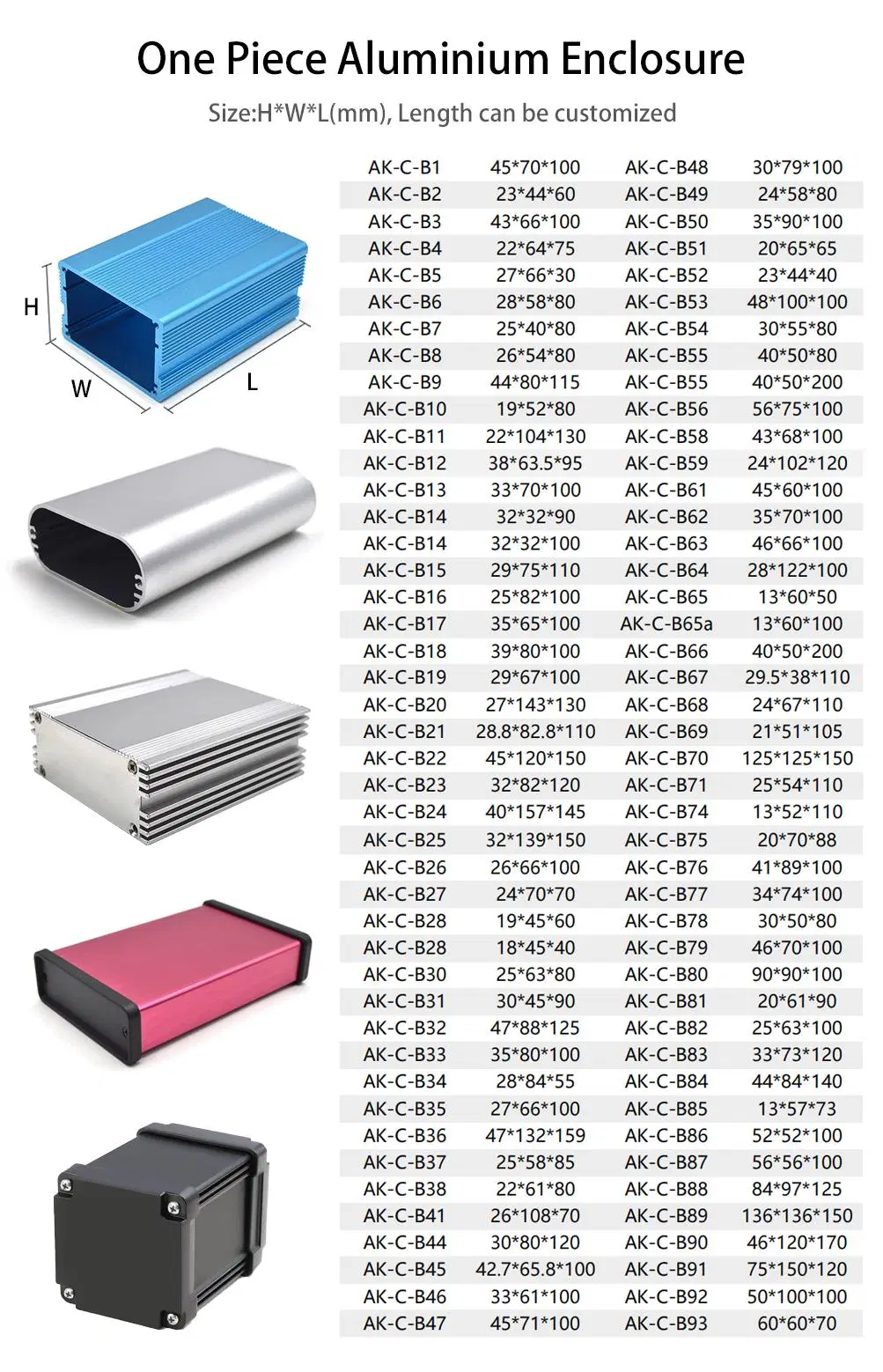 Custom Aluminum Profile CNC Metal Seperated Extruded Die Casting Aluminum Box Aluminum Enclosure