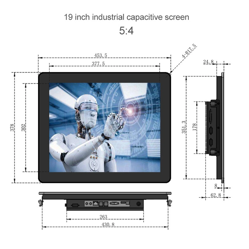 Plain IP65 Waterproof Display 15-Inch Capacitive Touch-Screen Industrial Control Panel for High-Temperature Scenarios