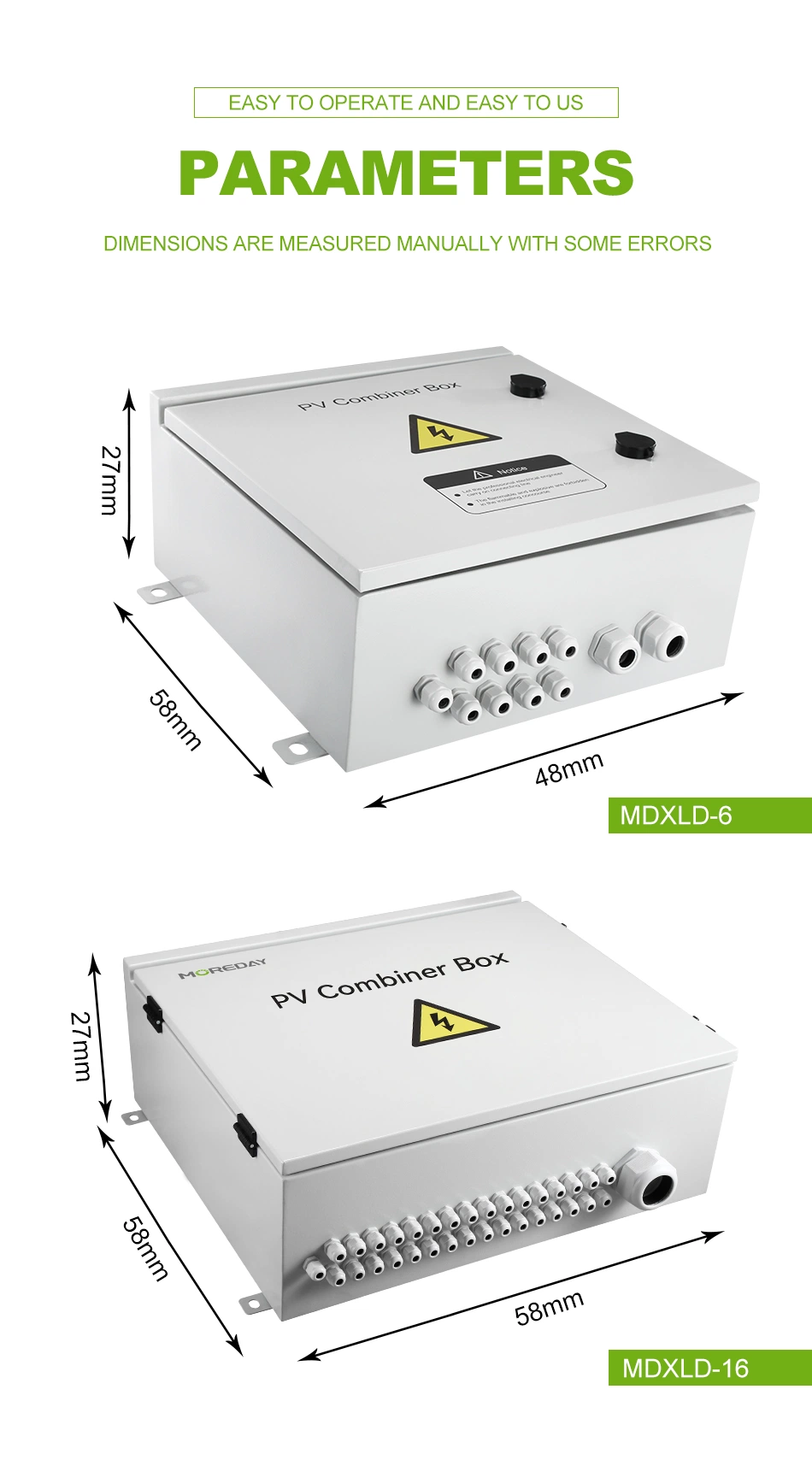 Solar DC Junction Box PV Combiner Box with 4 Strings Metal Waterproof Electrical Boxes IP65