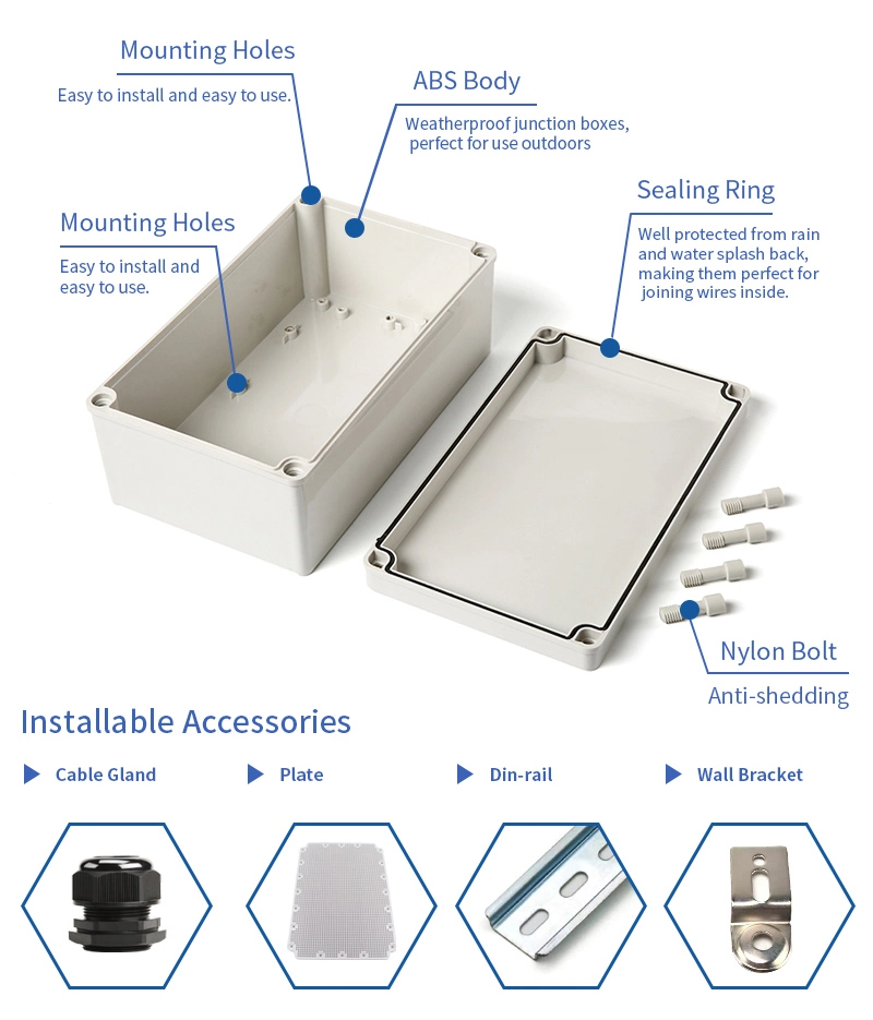 80*250*70 ABS Waterproof Electrical Junction Box Switch Enclosure with Board