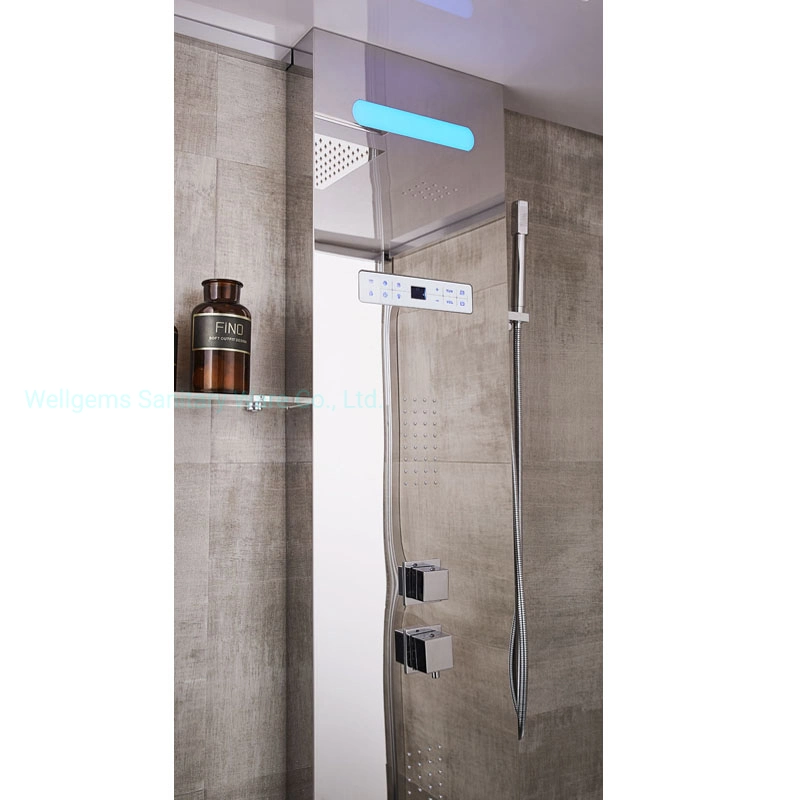 Charming Bright Shower Panel with Digital Computer Control Panel Bluetooth FM Ozone Sterilization Accupuncture Massage Wet Steam Sauna Bath