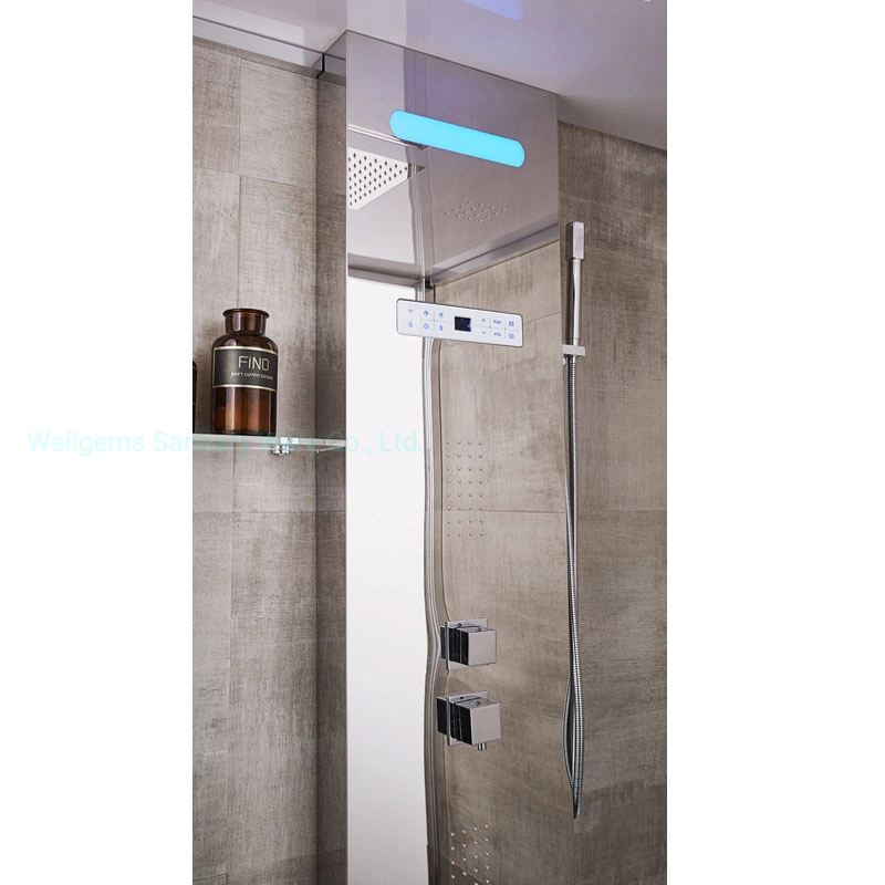 Shower Panel with Digital Computer Control Panel Bluetooth FM Ozone Sterilization Accupuncture Massage Wet Steam Sauna Bath