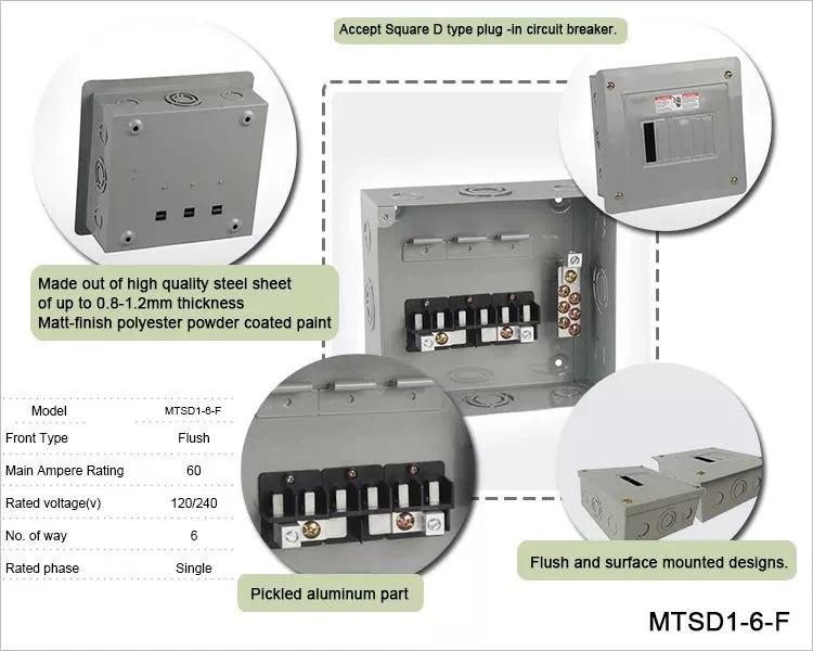 Tl-SD 6way Flush Metal Electrical Control Load Center Centro De Carga for Square D Plug in Circuit Breaker