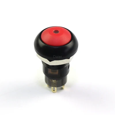  12mm IP67 Wasserdichter Druckschalter, rastend, 1-poliger Wechsler ein/aus 4pin PUNKTLICHT-Gehäuse aus schwarzem Kunststoff