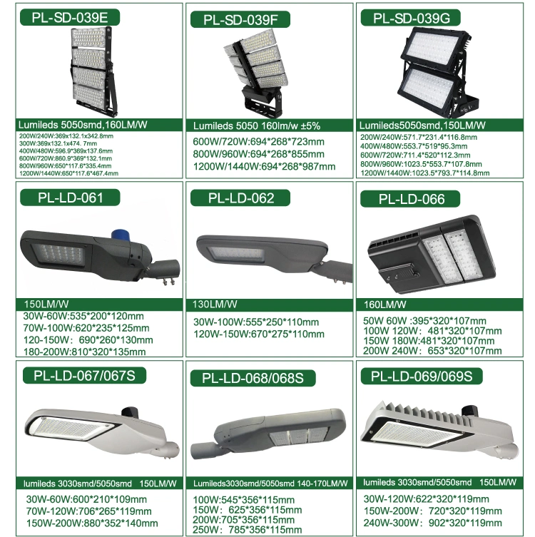 LED Street Light Area Lighting 24W 40W 60W 100W 200W 240W Class Ll Driver Street Light for Road 5 Years Warranty