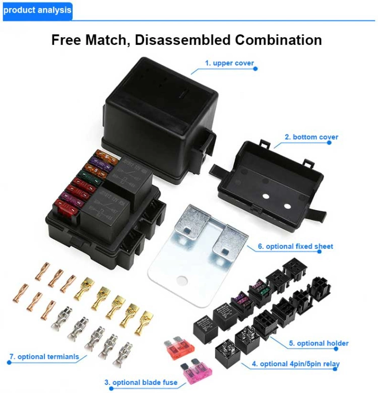 8 Way Car Auto Fuse Box with 2 Relay