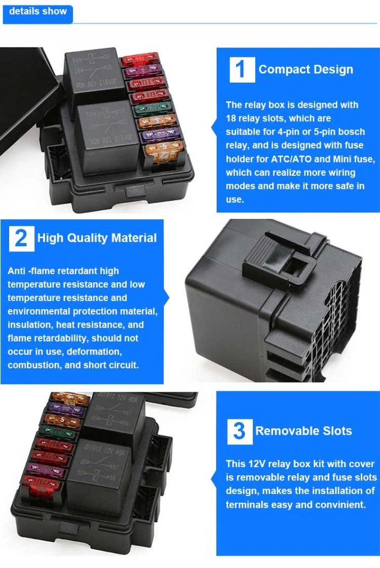 8 Way Car Auto Fuse Box with 2 Relay