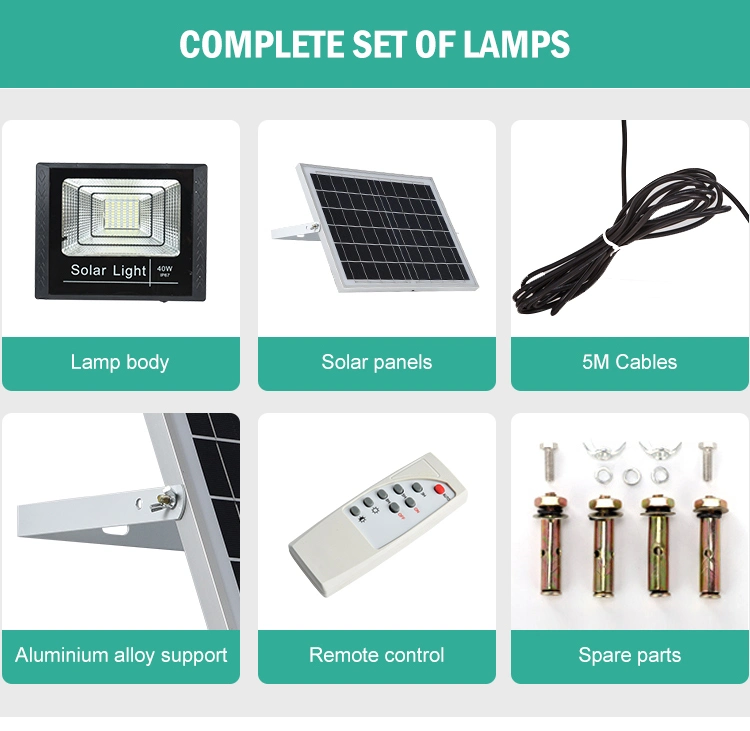 Outdoor Solar Panel with Light Control Time Control Remote Control 60W 100W Waterproof IP66 Solar Flood Light