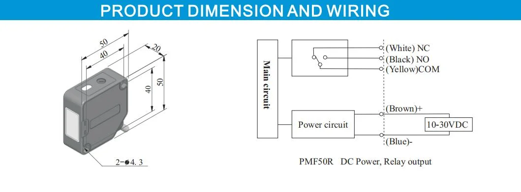 Plastic Relay Output Mirror Reflector Photoelectric Switch with CE Certificate