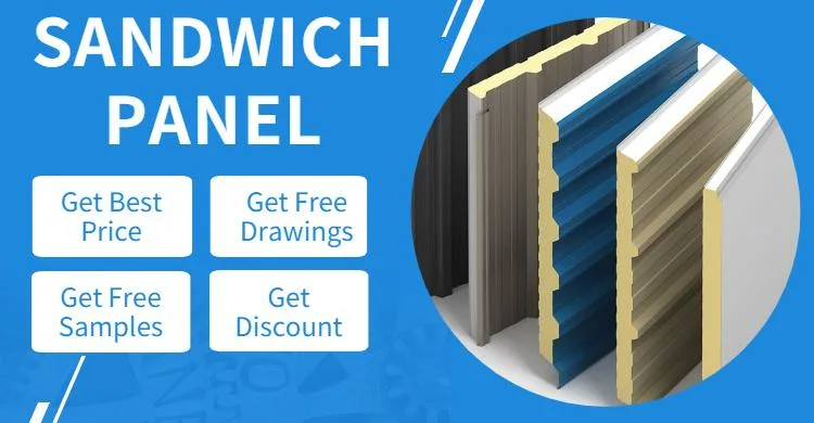 Soundproof Insulated Steel 50mm Polyurethane EPS Foam Sandwich Panel for Wall