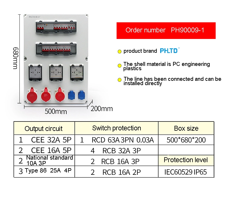 Electrical Power Plastic Distribution Box Black Rack Electrical Distribution Box 12V Switchboard Distribution Box Waterproof
