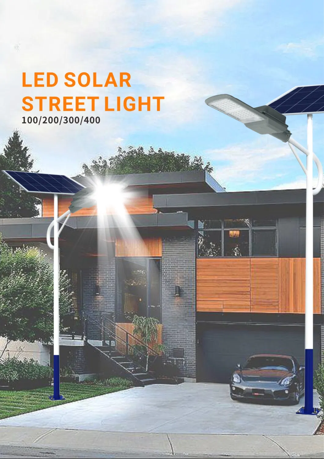 Aluminum Housing IP65 with Remote Control 100W 200W 300W 400W Split Solar Panel Outdoor LED Streetlight