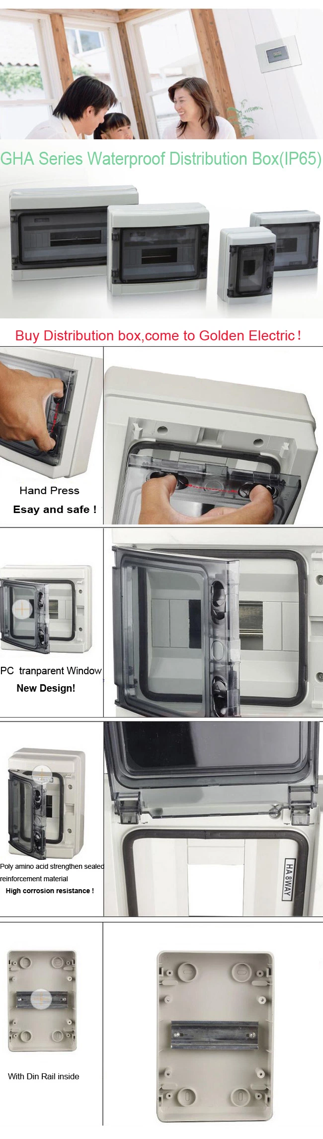 Waterproof IP65 Power Supply Plastic 2ways 4ways 5ways 6ways 8ways 12ways 24ways Electrical Enclosure