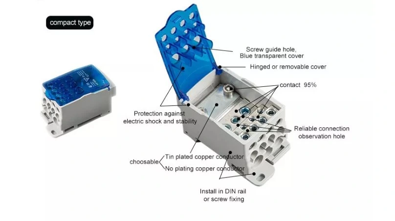 Multiple Poles Big Current 125A Power Distributor Electrical Terminal Block