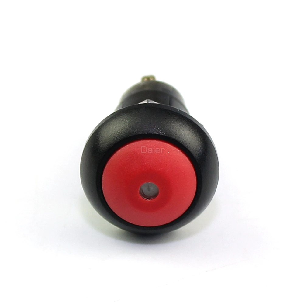 12mm IP67 Waterproof Push Button Switch Latching Spst on-off 4pin DOT Illuminated Plastic Black Housing