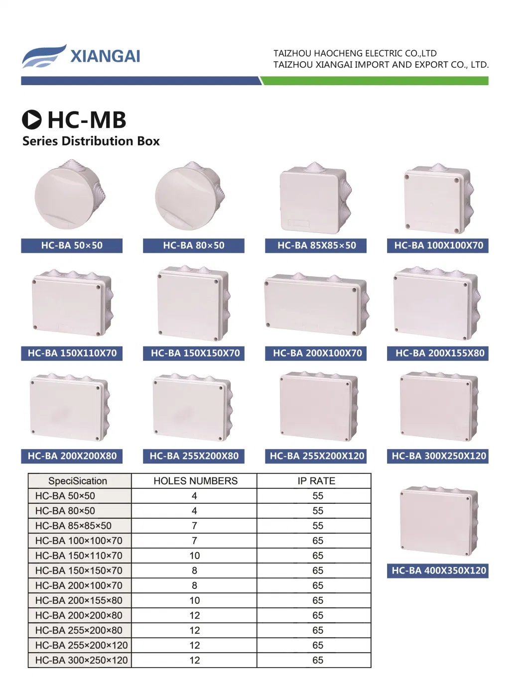 IP65 Hc-Bt Ba Plastic Junction Electrical Box Connection Box