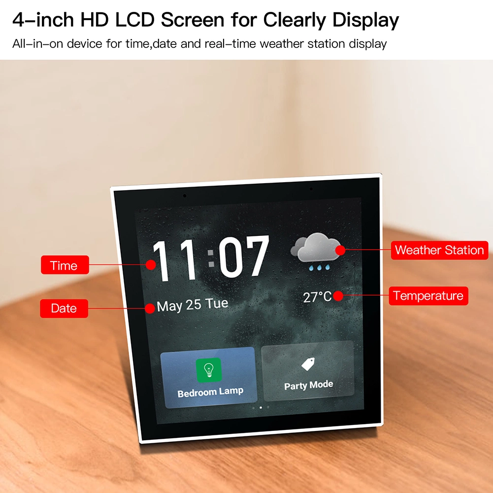 Tuya Smart Home Intergration Multi-Functional Touch Screen Control Panel 4-Inch in-Wall Central Control Intelligent Scenes Automation