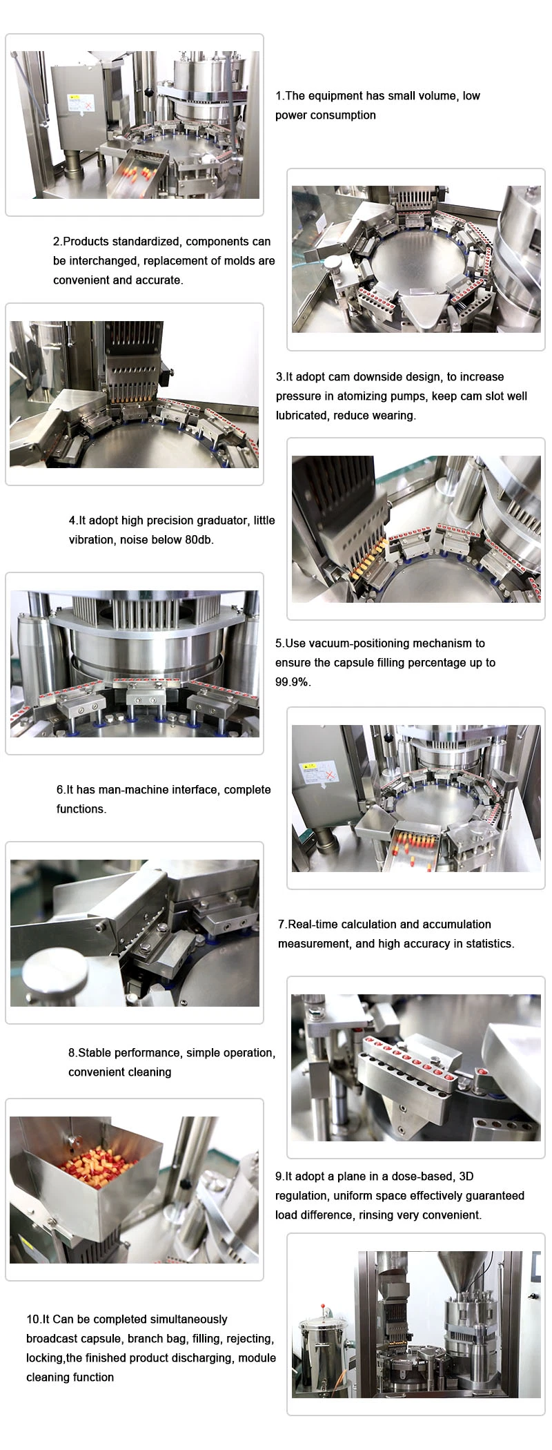 Automatic Touching-Screen PLC Program Control Panel with LCD Capsule Filling Machine