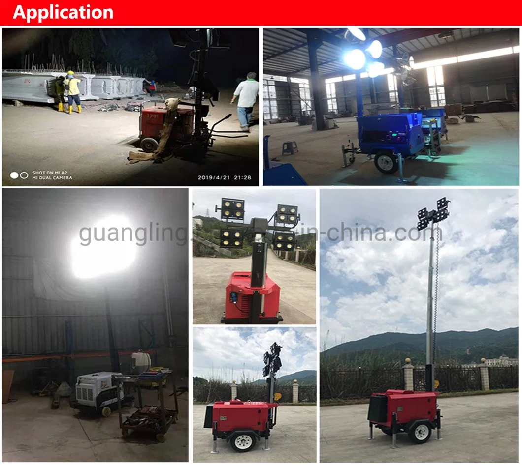 Alarm Lighting Portable LED Light Tower with 8kw 8kVA Diesel Generator for Sale
