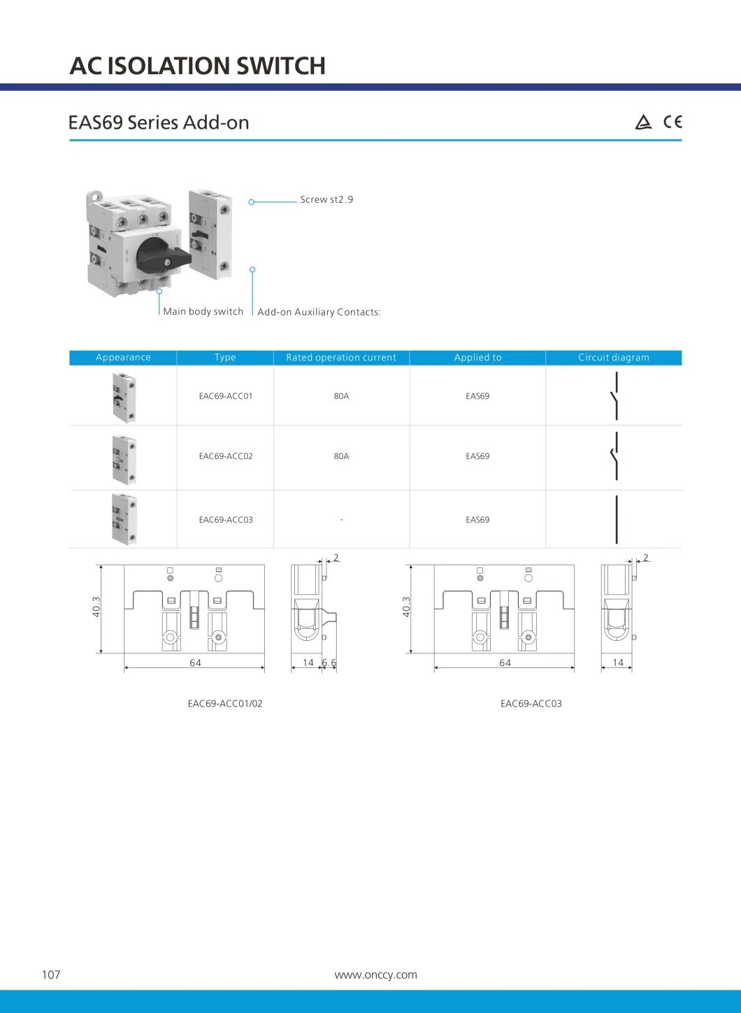 Onccy Quality AC 415V 690V 63A 80A Waterproof Isolator Switch