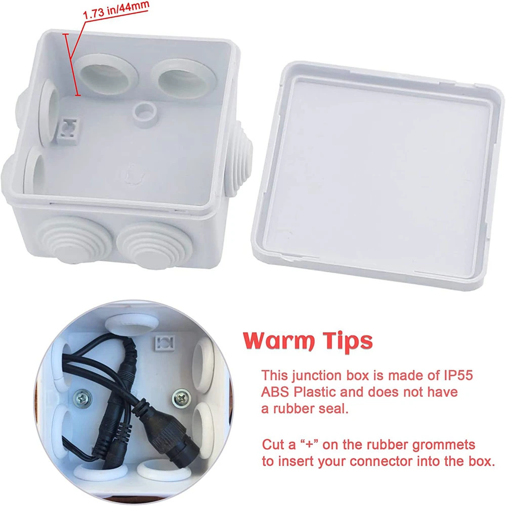 Outdoor 100X100X70mm IP65 Plastic Waterproof Junction Box ABS PC Electrical Box Wall Mount Enclosure Box with Rubber Plug