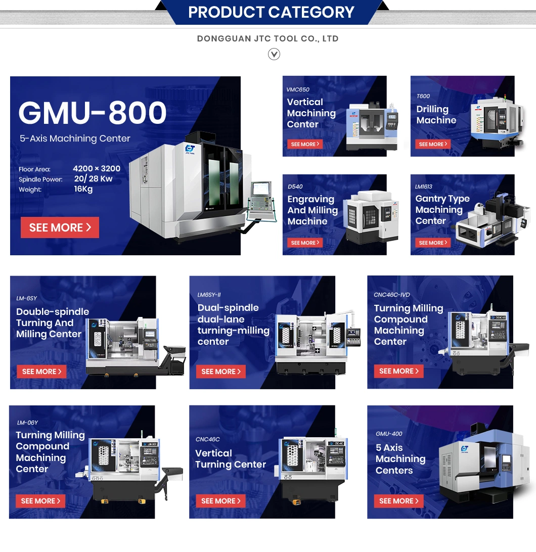 Jtc Tool Horizontal Milling Machine and Vertical Milling Machine Gmu800 China CNC Engine Block Machining Center Factory 5-Axis CNC Milling Machining Center