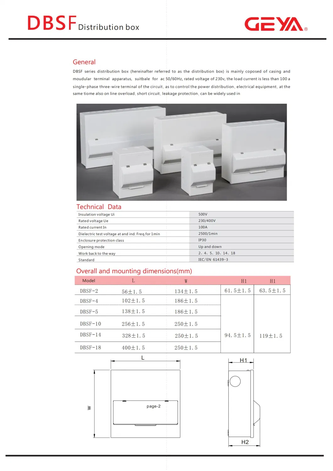 Geya Dbsf Series Ironic 3 Ways Distribution Box Electrical Box Inside Wall Type Plastic Distribution Board